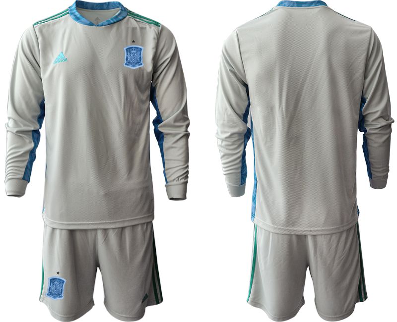 Men 2021 World Cup National Spain gray long sleeve goalkeeper Soccer Jerseys->->Soccer Country Jersey